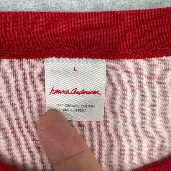 Hanna Andersson Pajama Top Adult Unisex L Red Heritage Fair Isle 59845 Organic - Picture 6 of 8